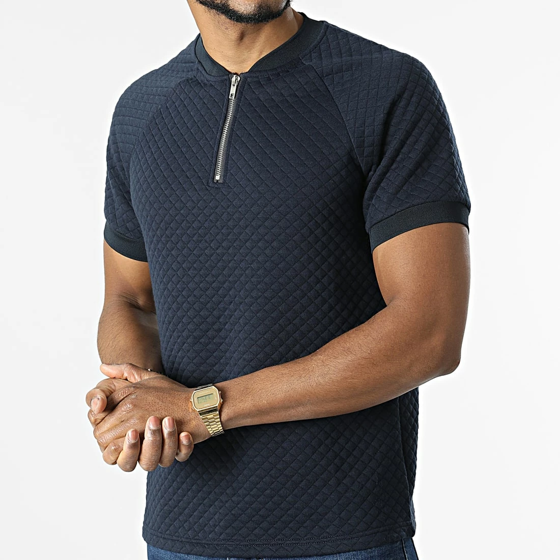 Nouveau 👏 Polo Manches Courtes BM1553 Bleu Marine de Frilivin 🎁 5 Nouveau 👏 Polo Manches Courtes BM1553 Bleu Marine de Frilivin 🎁 – Image 3