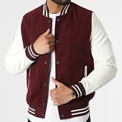 Remise 🧨 Veste Teddy QQ675 Bordeaux Blanc de Frilivin 👍
