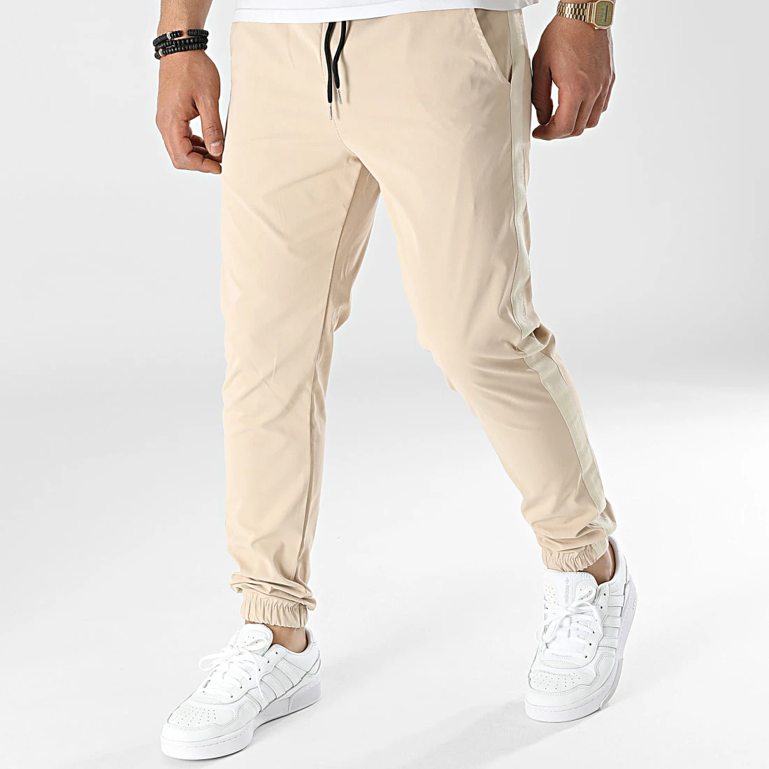 Remise 👏 Pantalon Jogging A Bandes 60026 Beige de Frilivin ⌛ 3 Remise 👏 Pantalon Jogging A Bandes 60026 Beige de Frilivin ⌛