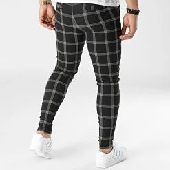 Nouveau 🔥 Pantalon A Carreaux Slim 10032 Noir de Frilivin 🛒 -Promos Frilivin Magasin frilivin 312768 10032 20220406T135708 04