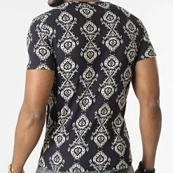 Meilleur prix ⌛ Tee 👚 Shirt C5624 Bleu Marine Beige de Frilivin 🌟 -Promos Frilivin Magasin frilivin 313924 C5624 20220411T161228 04