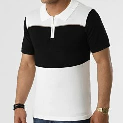 Le moins cher 🌟 Polo A Manches Courtes FA5030 Blanc Noir de Frilivin 😍