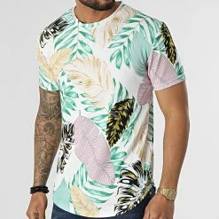 Meilleur prix 🥰 Tee 👕 Shirt Oversize 15885 Blanc Vert Floral de Frilivin 😉