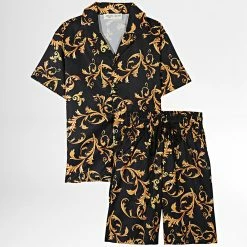 Meilleure affaire 🧨 Ensemble Chemise Manches Courtes Et Short Enfant ZD013 Noir Renaissance de Frilivin ✔️