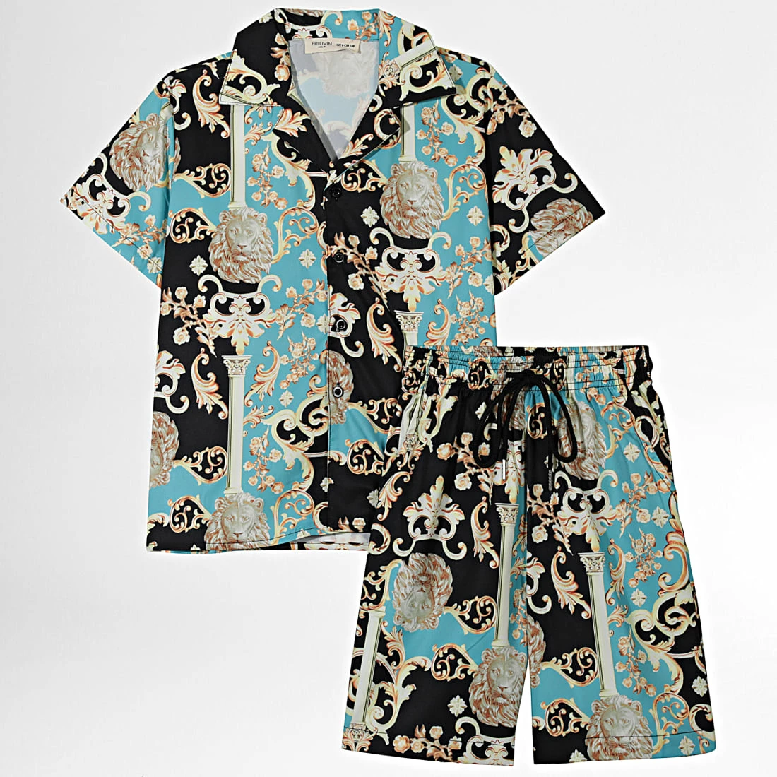 Meilleure affaire 🥰 Ensemble Chemise Manches Courtes Et Short Enfant ZD002 Noir Turquoise Renaissance de Frilivin 👍 3 Meilleure affaire 🥰 Ensemble Chemise Manches Courtes Et Short Enfant ZD002 Noir Turquoise Renaissance de Frilivin 👍