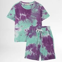 Offres 💯 Ensemble Tee 👚 Shirt Et Short Jogging Enfant ZD005 Violet Vert de Frilivin ✨
