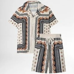 Bon marché 🎁 Ensemble Chemise Manches Courtes Et Short Enfant ZD012 Beige Renaissance de Frilivin 👏