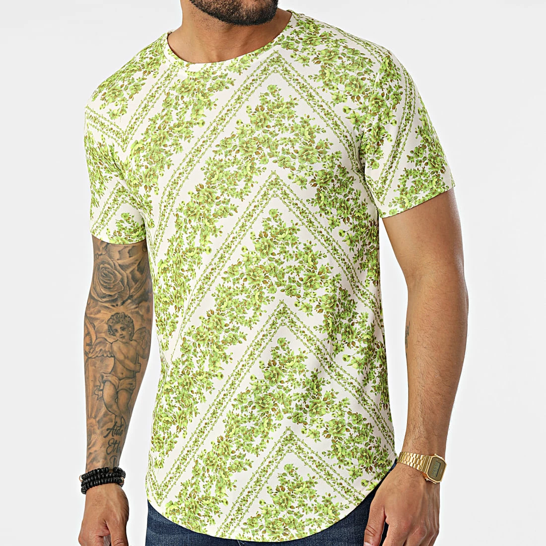 Meilleure vente ⭐ Tee 👕 Shirt Oversize 15805 Beige Vert Clair Floral de Frilivin 👍 3 Meilleure vente ⭐ Tee 👕 Shirt Oversize 15805 Beige Vert Clair Floral de Frilivin 👍