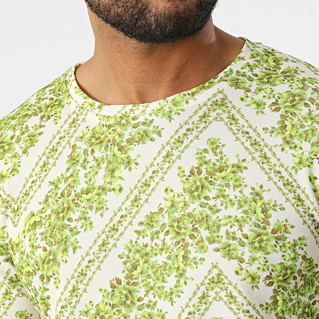 Meilleure vente ⭐ Tee 👕 Shirt Oversize 15805 Beige Vert Clair Floral de Frilivin 👍 4 Meilleure vente ⭐ Tee 👕 Shirt Oversize 15805 Beige Vert Clair Floral de Frilivin 👍 – Image 2