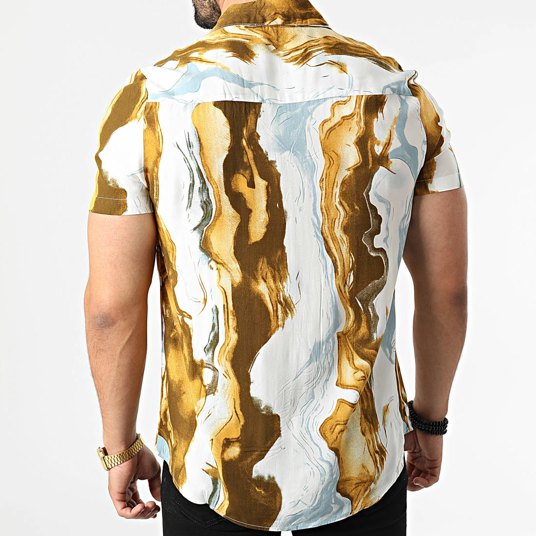 Bon marché 😍 Chemise A Manches Courtes BM1380 Camel Blanc de Frilivin ✨ 6 Bon marché 😍 Chemise A Manches Courtes BM1380 Camel Blanc de Frilivin ✨ – Image 4