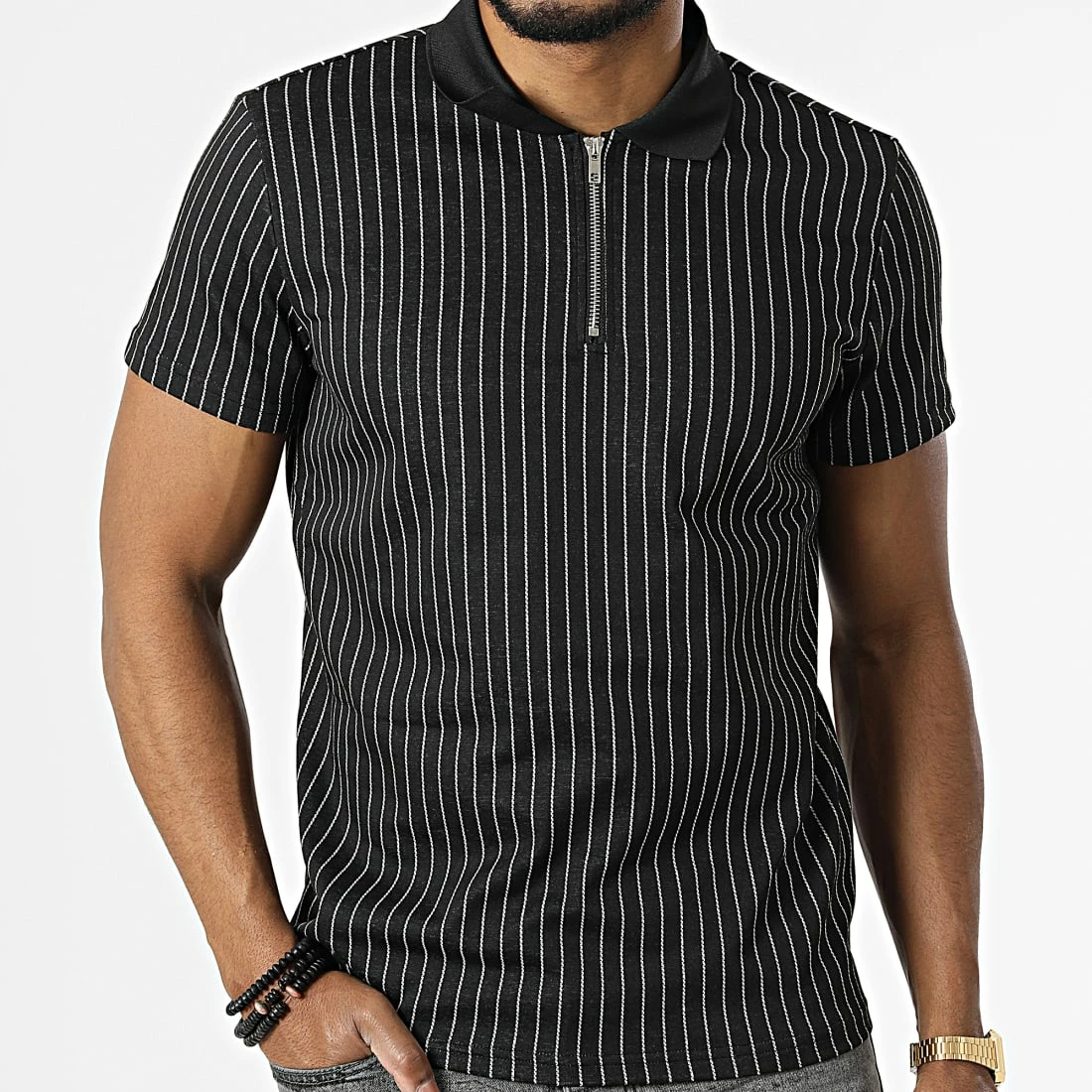 Nouveau 🛒 Polo A Manches Courtes BM1399 Noir Chiné de Frilivin ✨ 5 Nouveau 🛒 Polo A Manches Courtes BM1399 Noir Chiné de Frilivin ✨ – Image 3