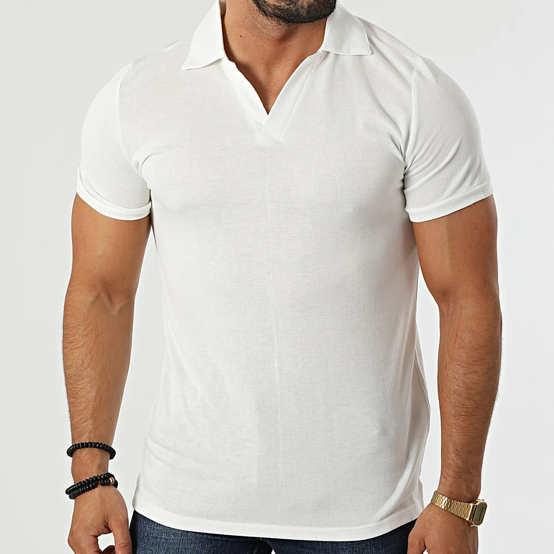 Tout neuf 🔔 Polo A Manches Courtes BM1396 Blanc de Frilivin 👏 3 Tout neuf 🔔 Polo A Manches Courtes BM1396 Blanc de Frilivin 👏