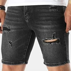 Bon marché 🧨 Short Jean VJ368 Noir de Frilivin ⭐