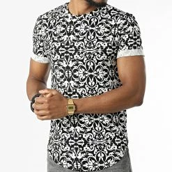 Grosses soldes 🤩 Tee 👕 Shirt Oversize U1157 Noir Blanc Renaissance Floral de Frilivin 🧨 -Promos Frilivin Magasin frilivin 320575 U1157 20220524T144828 03