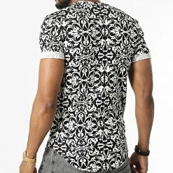 Grosses soldes 🤩 Tee 👕 Shirt Oversize U1157 Noir Blanc Renaissance Floral de Frilivin 🧨 -Promos Frilivin Magasin frilivin 320575 U1157 20220524T144829 04