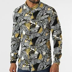 Coupon 🧨 Chemise A Manches Longues 682843 Blanc Gris Floral de Frilivin 👏