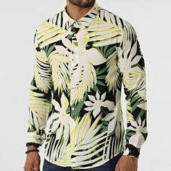 Sortie 🌟 Chemise A Manches Longues 682845 Noir Blanc Floral de Frilivin 👍