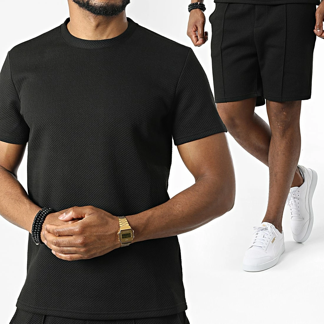 Promo 😀 Ensemble Tee 👕 Shirt Et Short Jogging BM1550 Noir de Frilivin 🛒 3 Promo 😀 Ensemble Tee 👕 Shirt Et Short Jogging BM1550 Noir de Frilivin 🛒