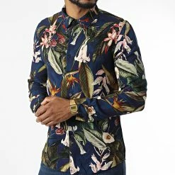 Remise 🧨 Chemise A Manches Longues 682847 Bleu Marine Floral de Frilivin 🛒 -Promos Frilivin Magasin frilivin 320944 682847 20220527T152607 03