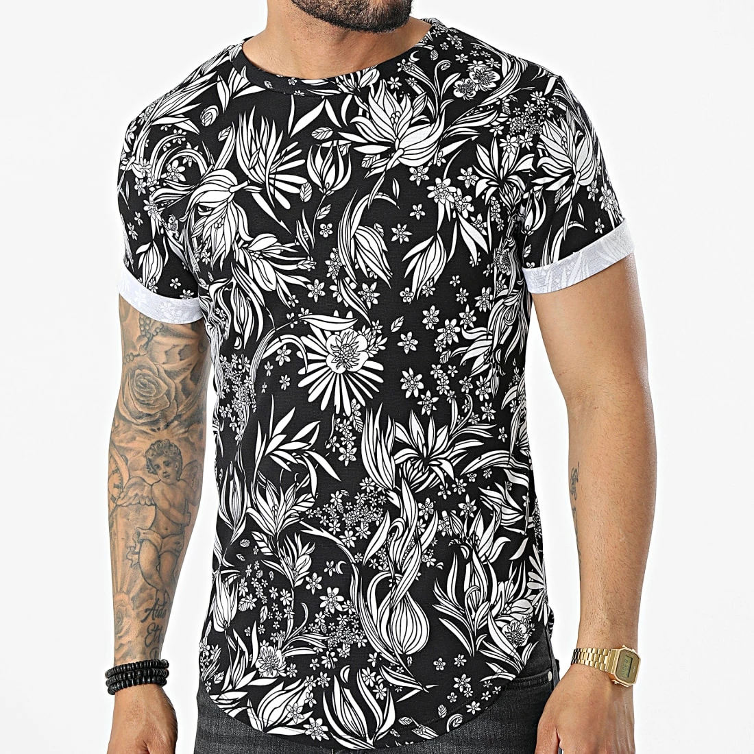 Meilleure vente ✨ Tee 👕 Shirt Oversize Floral C5814 Noir Blanc de Frilivin 🧨 3 Meilleure vente ✨ Tee 👕 Shirt Oversize Floral C5814 Noir Blanc de Frilivin 🧨
