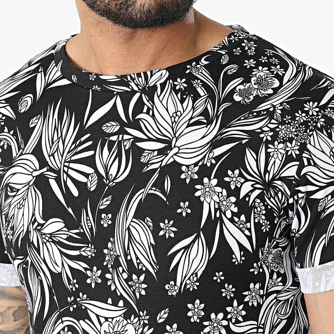 Meilleure vente ✨ Tee 👕 Shirt Oversize Floral C5814 Noir Blanc de Frilivin 🧨 4 Meilleure vente ✨ Tee 👕 Shirt Oversize Floral C5814 Noir Blanc de Frilivin 🧨 – Image 2