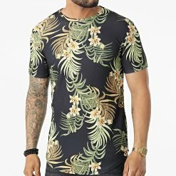Acheter ⌛ Tee 👕 Shirt Oversize Floral 15977 Noir de Frilivin ⌛