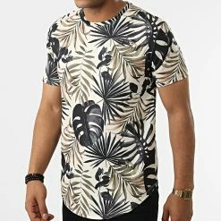 Sortie 🔔 Tee 👚 Shirt Oversize Floral 15992 Beige de Frilivin 👍