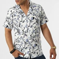 Vente flash ❤️ Chemise Manches Courtes Floral BM1656 Blanc de Frilivin 🔔 -Promos Frilivin Magasin frilivin 322690 BM1656 15 20220610T160343 03