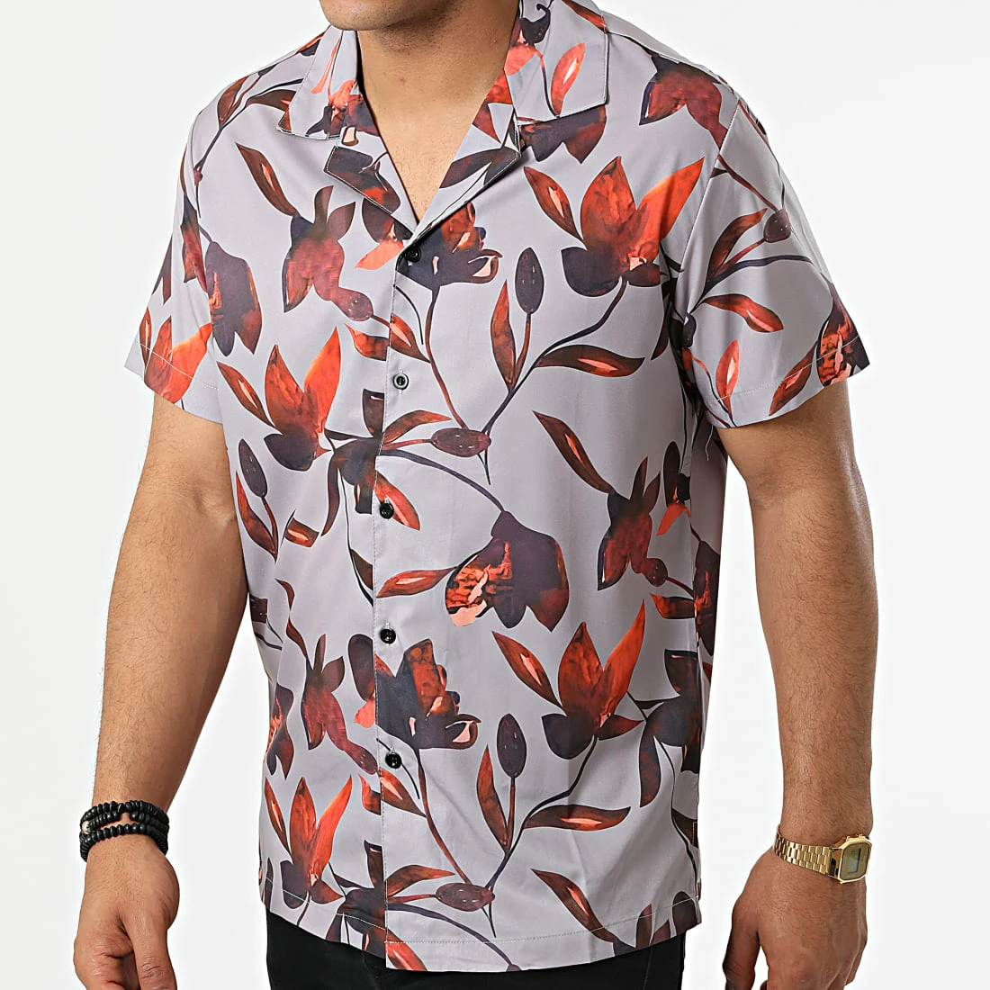 Meilleure vente 🎉 Chemise Manches Courtes Floral BM1657 Gris Orange de Frilivin 👍 3 Meilleure vente 🎉 Chemise Manches Courtes Floral BM1657 Gris Orange de Frilivin 👍