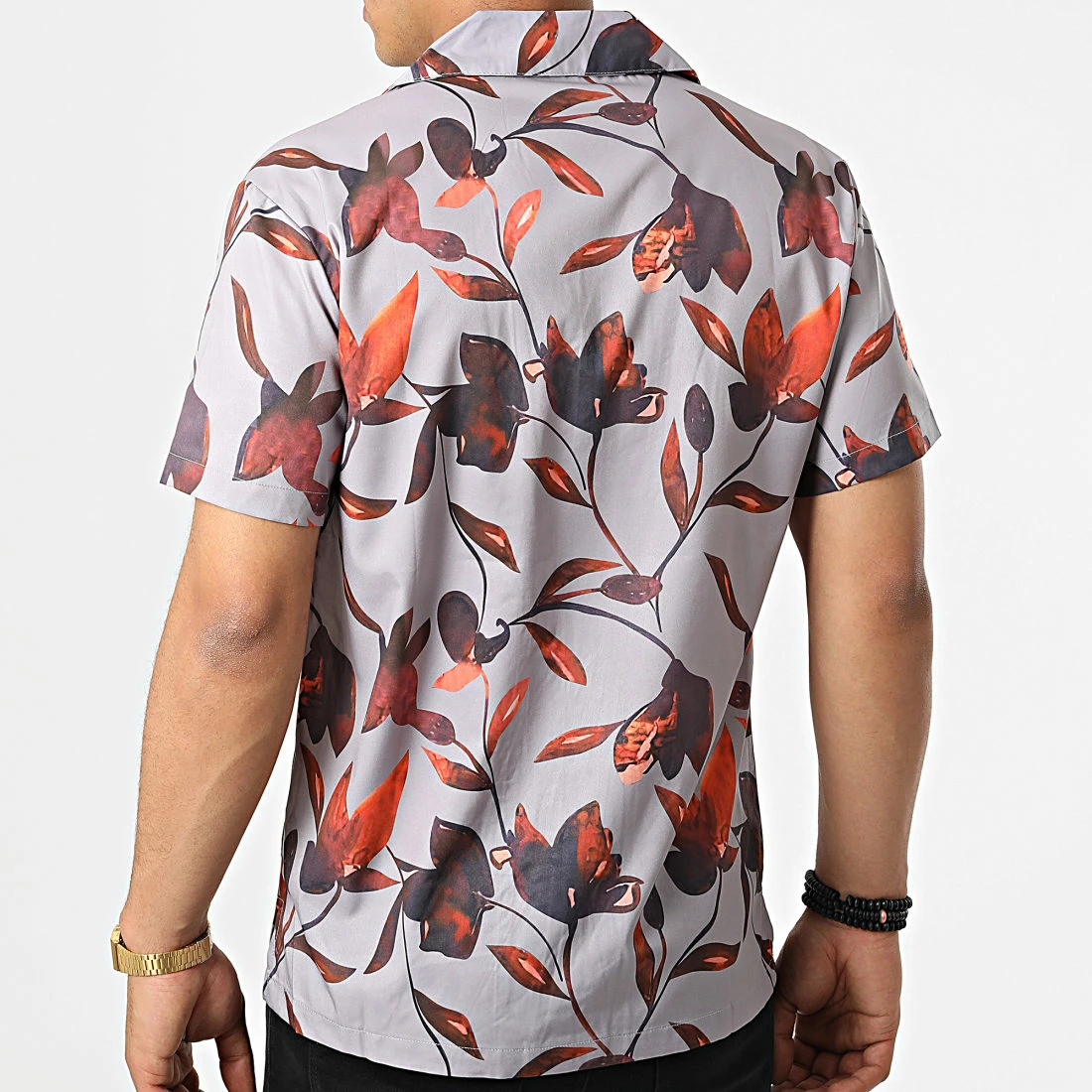 Meilleure vente 🎉 Chemise Manches Courtes Floral BM1657 Gris Orange de Frilivin 👍 6 Meilleure vente 🎉 Chemise Manches Courtes Floral BM1657 Gris Orange de Frilivin 👍 – Image 4