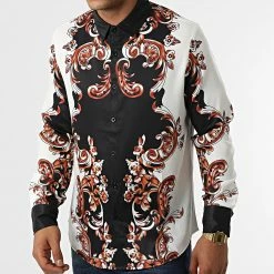 Remise 🌟 Chemise Manches Longues BM1617 Noir Blanc Marron de Frilivin 🎉