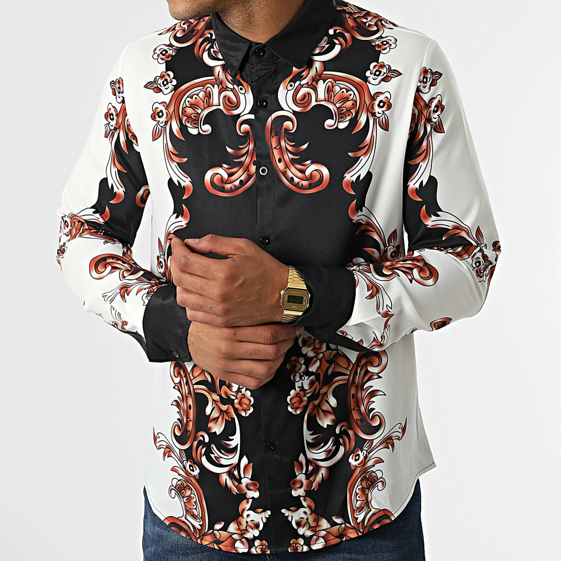 Remise 🌟 Chemise Manches Longues BM1617 Noir Blanc Marron de Frilivin 🎉 5 Remise 🌟 Chemise Manches Longues BM1617 Noir Blanc Marron de Frilivin 🎉 – Image 3