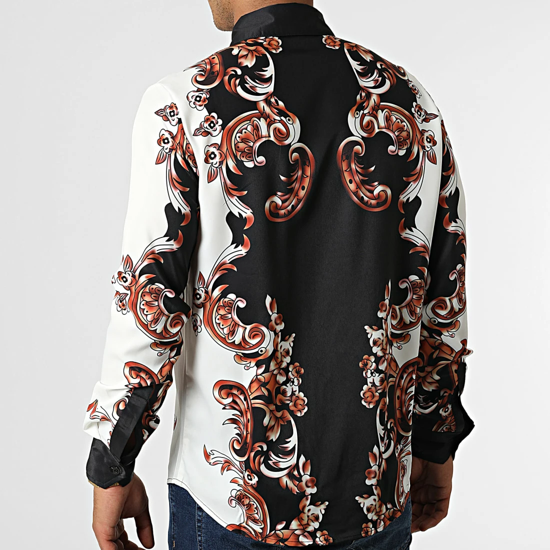 Remise 🌟 Chemise Manches Longues BM1617 Noir Blanc Marron de Frilivin 🎉 6 Remise 🌟 Chemise Manches Longues BM1617 Noir Blanc Marron de Frilivin 🎉 – Image 4