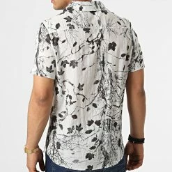 Bon marché ❤️ Chemise Manches Courtes Floral BM1630 Gris de Frilivin 👏 -Promos Frilivin Magasin frilivin 322740 BM1630 15 20220610T144212 04