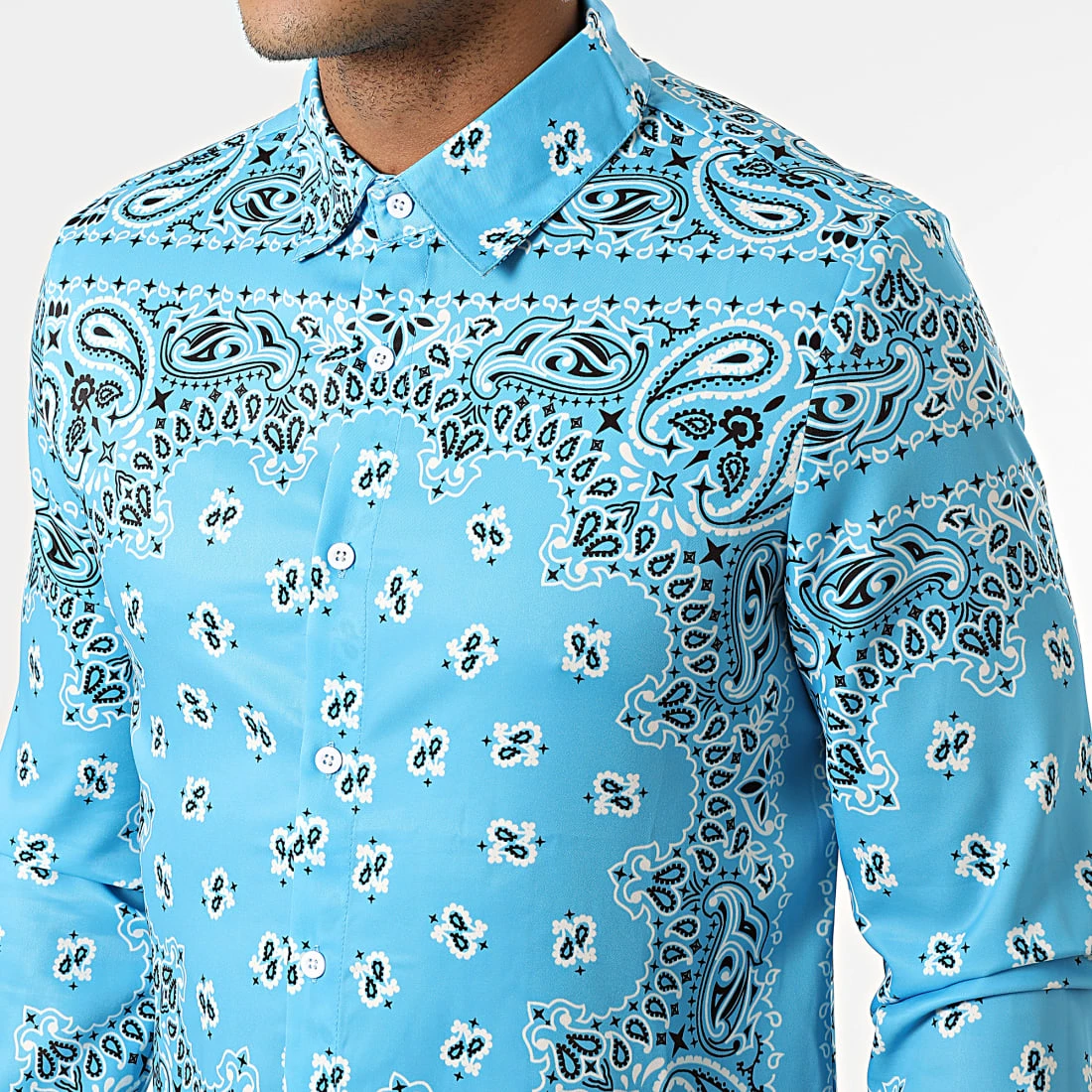 Coupon 😍 Chemise Manches Longues Bandana BM1621 Bleu de Frilivin 🥰 4 Coupon 😍 Chemise Manches Longues Bandana BM1621 Bleu de Frilivin 🥰 – Image 2