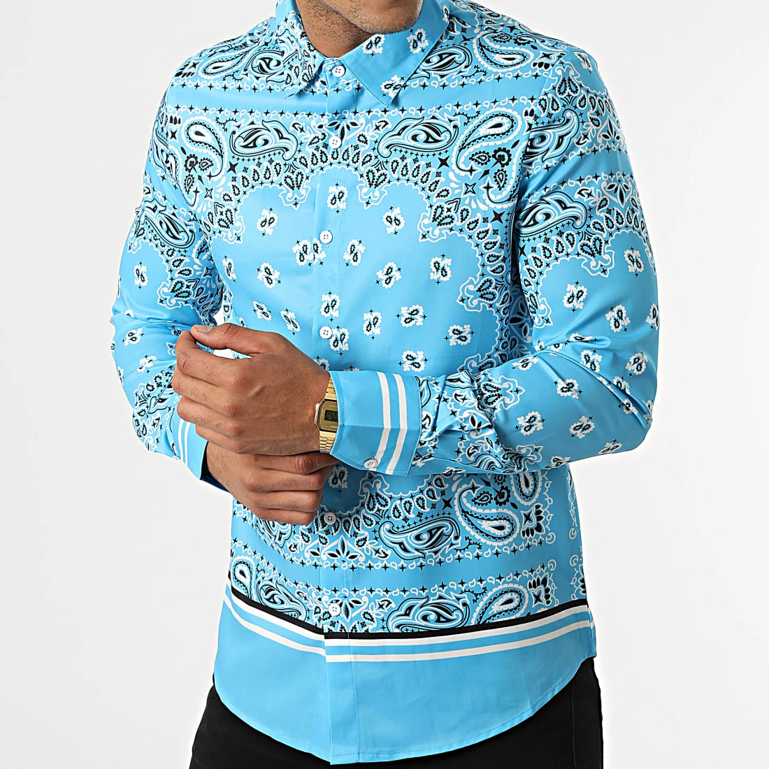 Coupon 😍 Chemise Manches Longues Bandana BM1621 Bleu de Frilivin 🥰 5 Coupon 😍 Chemise Manches Longues Bandana BM1621 Bleu de Frilivin 🥰 – Image 3