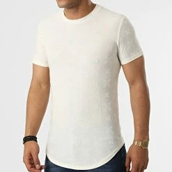 Vente flash 🤩 Tee 👚 Shirt Oversize C5850 Blanc Cassé de Frilivin 🤩