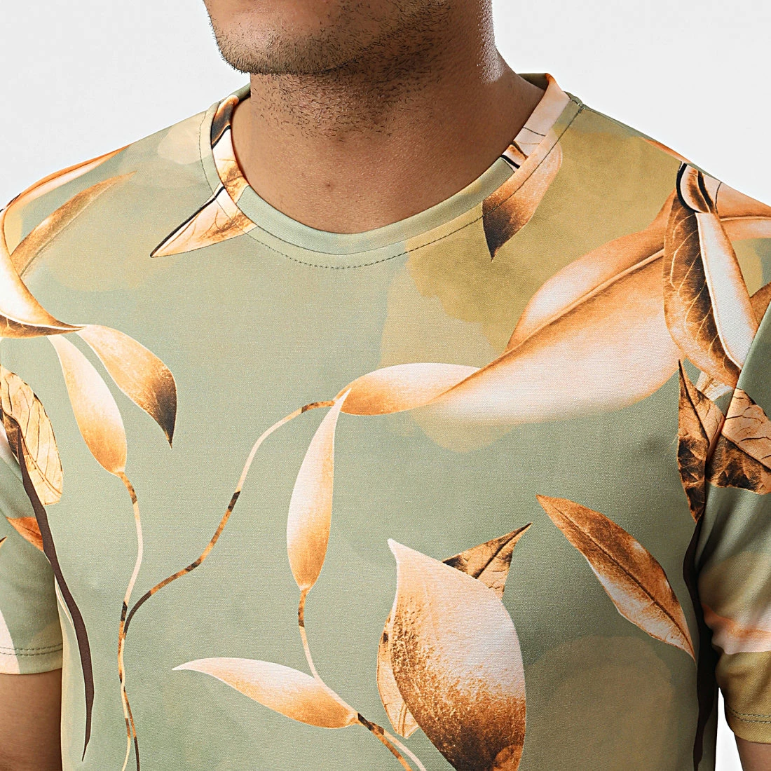 Promo 🧨 Tee 👕 Shirt Floral 16012 Vert Orange de Frilivin 🔥 4 Promo 🧨 Tee 👕 Shirt Floral 16012 Vert Orange de Frilivin 🔥 – Image 2