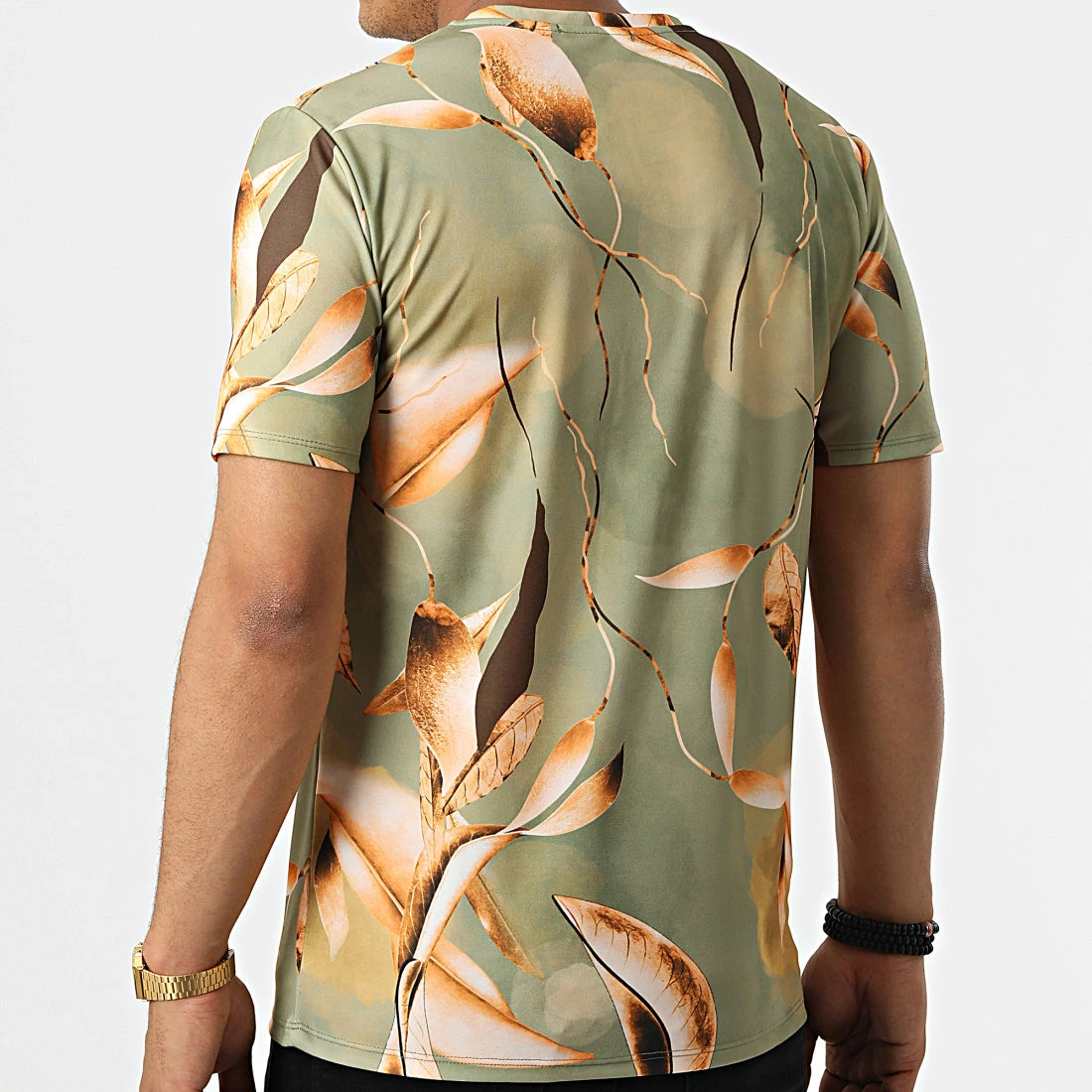 Promo 🧨 Tee 👕 Shirt Floral 16012 Vert Orange de Frilivin 🔥 6 Promo 🧨 Tee 👕 Shirt Floral 16012 Vert Orange de Frilivin 🔥 – Image 4