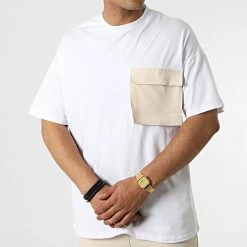 Vente flash ❤️ Ensemble Tee 👚 Shirt Poche Jogger Pant 5772 Blanc Beige de Frilivin 🎁 -Promos Frilivin Magasin frilivin 322850 5772 WHITE BEIGE 20220610T145116 03