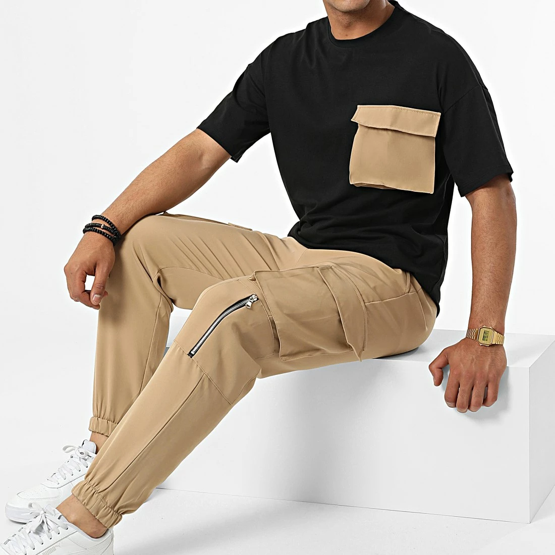 Coupon 🔔 Ensemble Tee 👕 Shirt Poche Jogger Pant 5772 Noir Camel de Frilivin 🥰 3 Coupon 🔔 Ensemble Tee 👕 Shirt Poche Jogger Pant 5772 Noir Camel de Frilivin 🥰