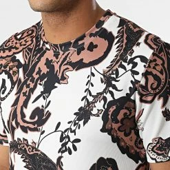 Meilleur prix 🎁 Tee 👕 Shirt Floral 16009 Blanc Marron de Frilivin 🎉 -Promos Frilivin Magasin frilivin 322903 16009 20220610T154928 02