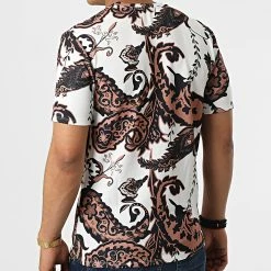 Meilleur prix 🎁 Tee 👕 Shirt Floral 16009 Blanc Marron de Frilivin 🎉 -Promos Frilivin Magasin frilivin 322903 16009 20220610T154931 04