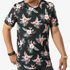 Vente flash 🛒 Tee 👕 Shirt Floral 16007 Noir de Frilivin 👏 -Promos Frilivin Magasin frilivin 322904 16007 20220610T155741 03
