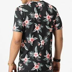 Vente flash 🛒 Tee 👕 Shirt Floral 16007 Noir de Frilivin 👏 -Promos Frilivin Magasin frilivin 322904 16007 20220610T155742 04