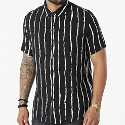 Vente flash 🎁 Chemise Manches Courtes BM1668 Noir de Frilivin 🎉