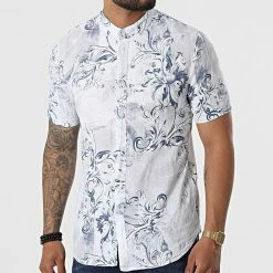 Coupon 🧨 Chemise Manches Courtes Col Mao T21482 Blanc de Frilivin 🔔