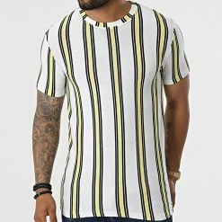 Acheter 😀 Tee 👚 Shirt A Rayures FL002 Blanc Jaune de Frilivin 😉 -Promos Frilivin Magasin frilivin 324914 FL002 YELLOW 20220624T142211 03