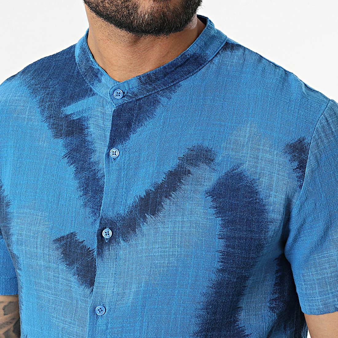 Meilleure vente 🎁 Chemise Manches Courtes Col Mao 695710 Bleu Marine de Frilivin 💯 4 Meilleure vente 🎁 Chemise Manches Courtes Col Mao 695710 Bleu Marine de Frilivin 💯 – Image 2