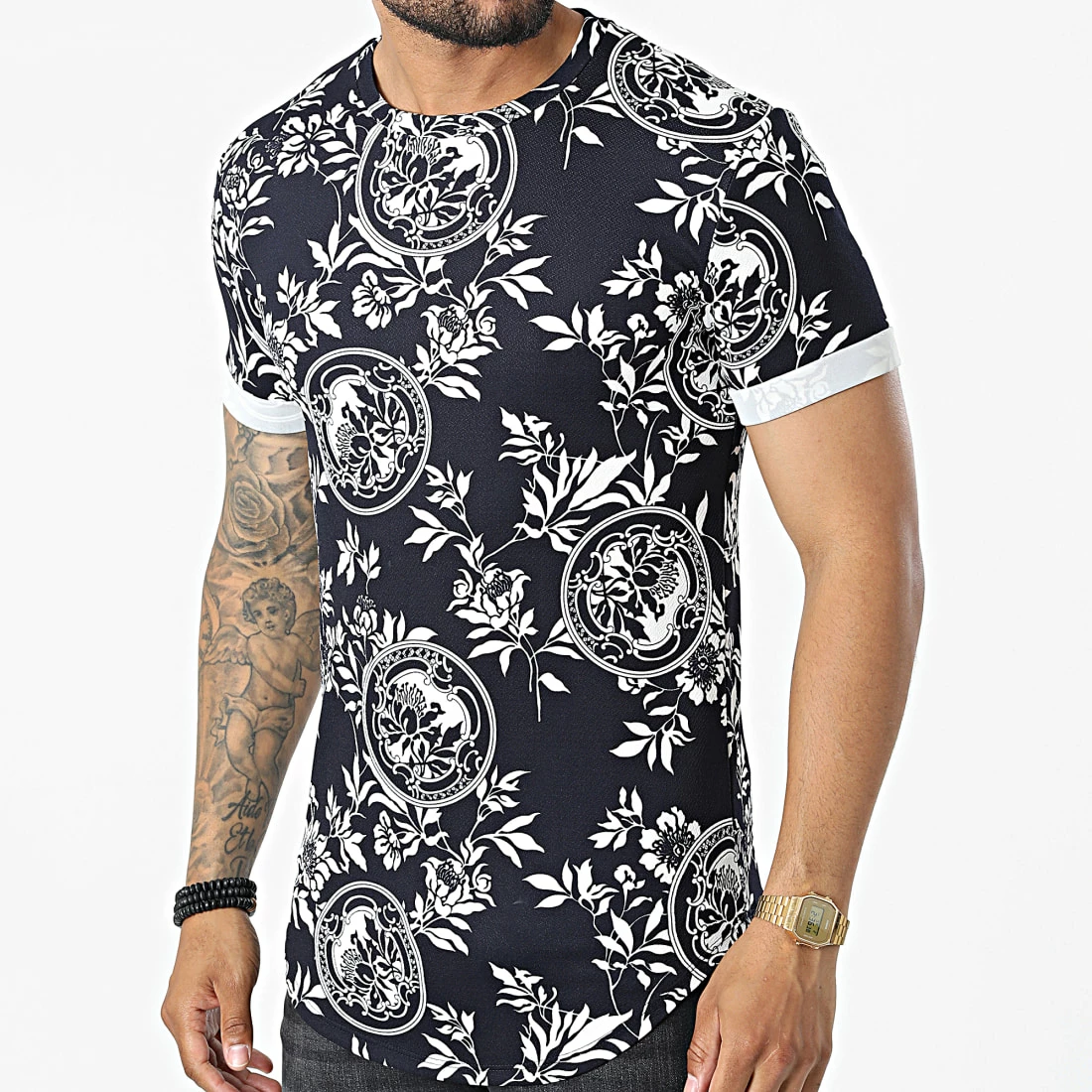 Nouveau 🌟 Tee 👚 Shirt Oversize Floral U1159 Bleu Marine de Frilivin 🔔 3 Nouveau 🌟 Tee 👚 Shirt Oversize Floral U1159 Bleu Marine de Frilivin 🔔